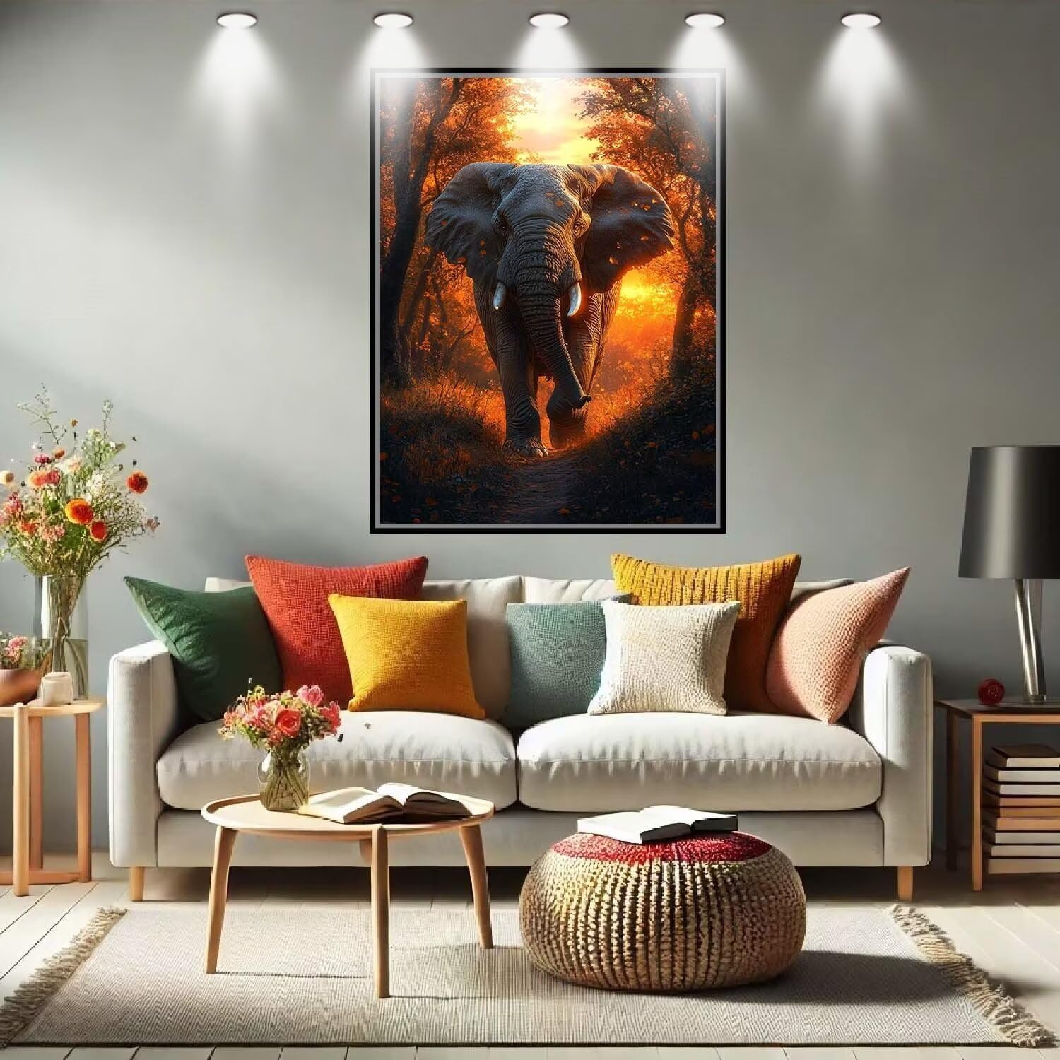 Foresta,Elefante Kit per Dipingere con i Numeri,Fai da Te Quadri da Dipingere Numerati per Hobby Creativi Adulti,Kit di Pittura a Olio su Tela Principianti per Decora la Casa Regalo 80x107cm 54N-8427
