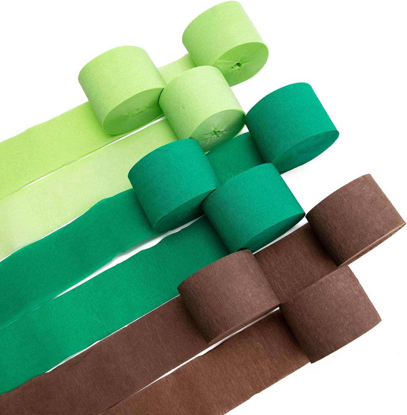 Crepe Paper Streamers 9 Rolls 738 ft Crepe Paper Decorations for Dinosaur Birthday Party, Natural Theme or Green Party(Jungle Green Combo)