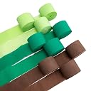 Crepe Paper Streamers 9 Rolls 738 ft Crepe Paper Decorations for Dinosaur Birthday Party, Natural Theme or Green Party(Jungle Green Combo) gallery image