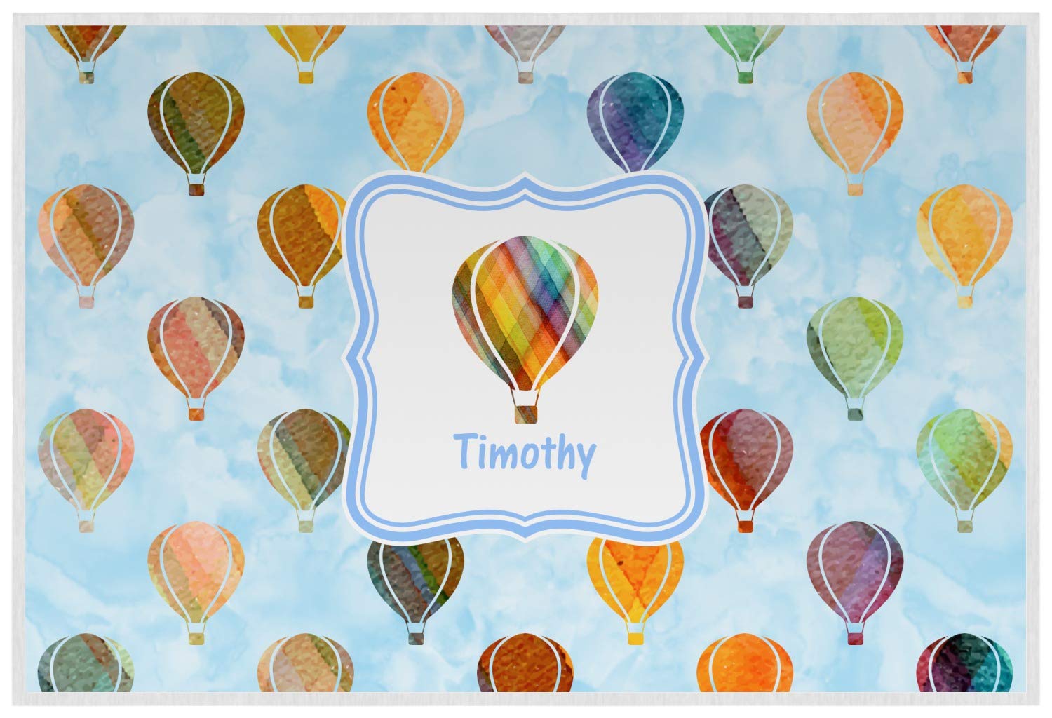 Personalized Watercolor Hot Air Balloons Laminated Placemat w/Name or Text