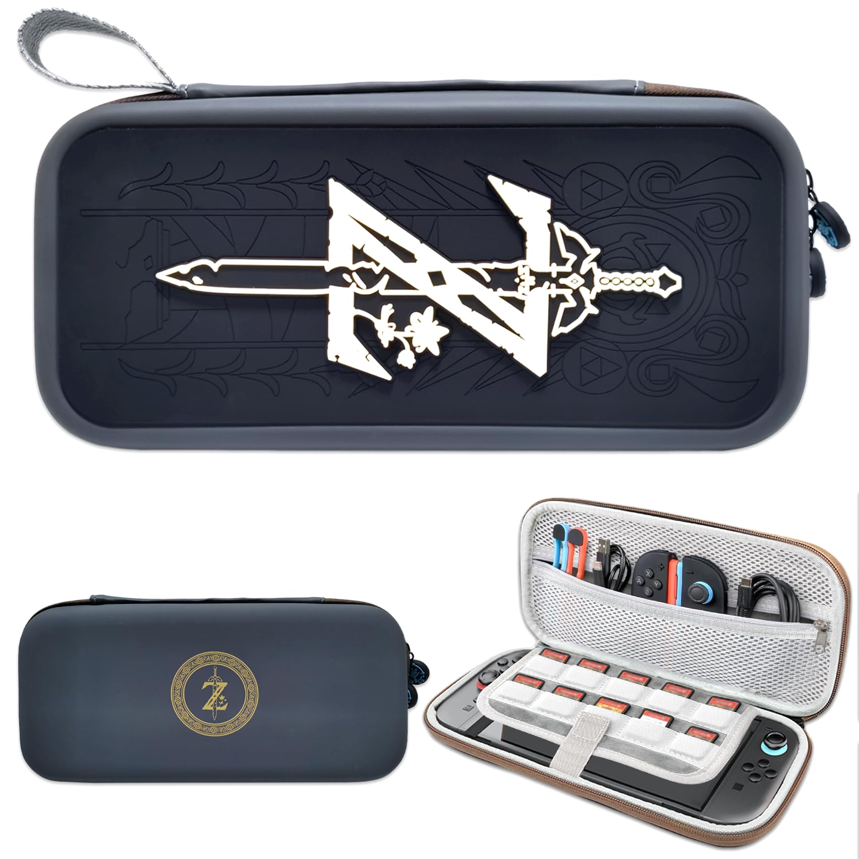 Custodia Switch 2, Borsa de Protettiva per Switch 2 (2025), con Tasche a Rete e Cerniera a Tema, per 10 Schede di Gioco e Accessori, Grigio