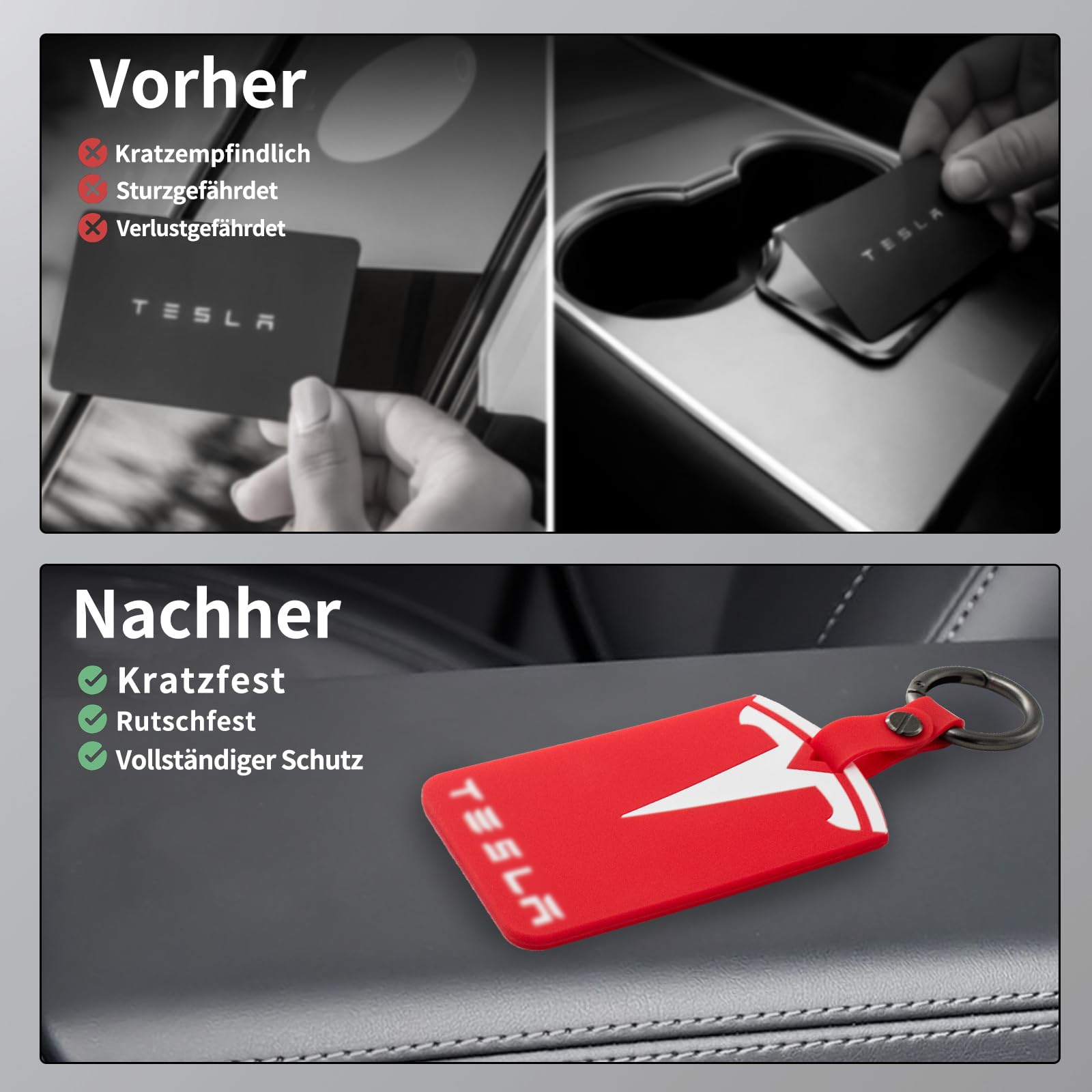 RYHX Portatarjetas para Tesla Model S/3/X/Y, llavero de silicona titular de la tarjeta llave Tesla Accesorios — view 7