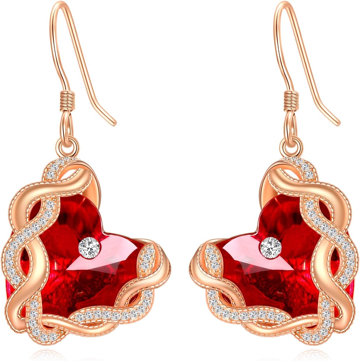 Infinity Heart Birthstone Crystal Earrings for Women, 925 Sterling Silver Women Dangle Earrings, Birthday Jewelry Gifts for Wife Girlfriend Mom Grandma Daughter