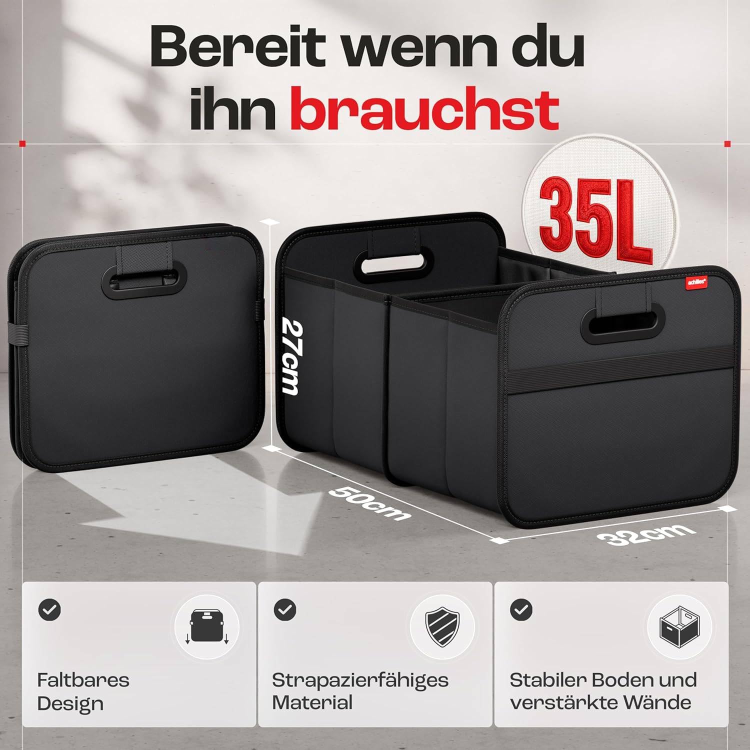 1 Stück Auto Kofferraumtasche für VW Golf 4 6 7 GTI Tiguan Passat B5 B6 B7 CC, Kofferraum Organizer Faltbare Auto Box Stabil Tragetasche rutschfest