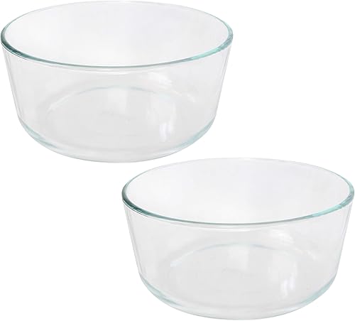 Pyrex Simply Store 7203 - Cuenco redondo de vidrio transparente para almacenamiento de alimentos, paquete de 2, fabricado en los Estados Unidos