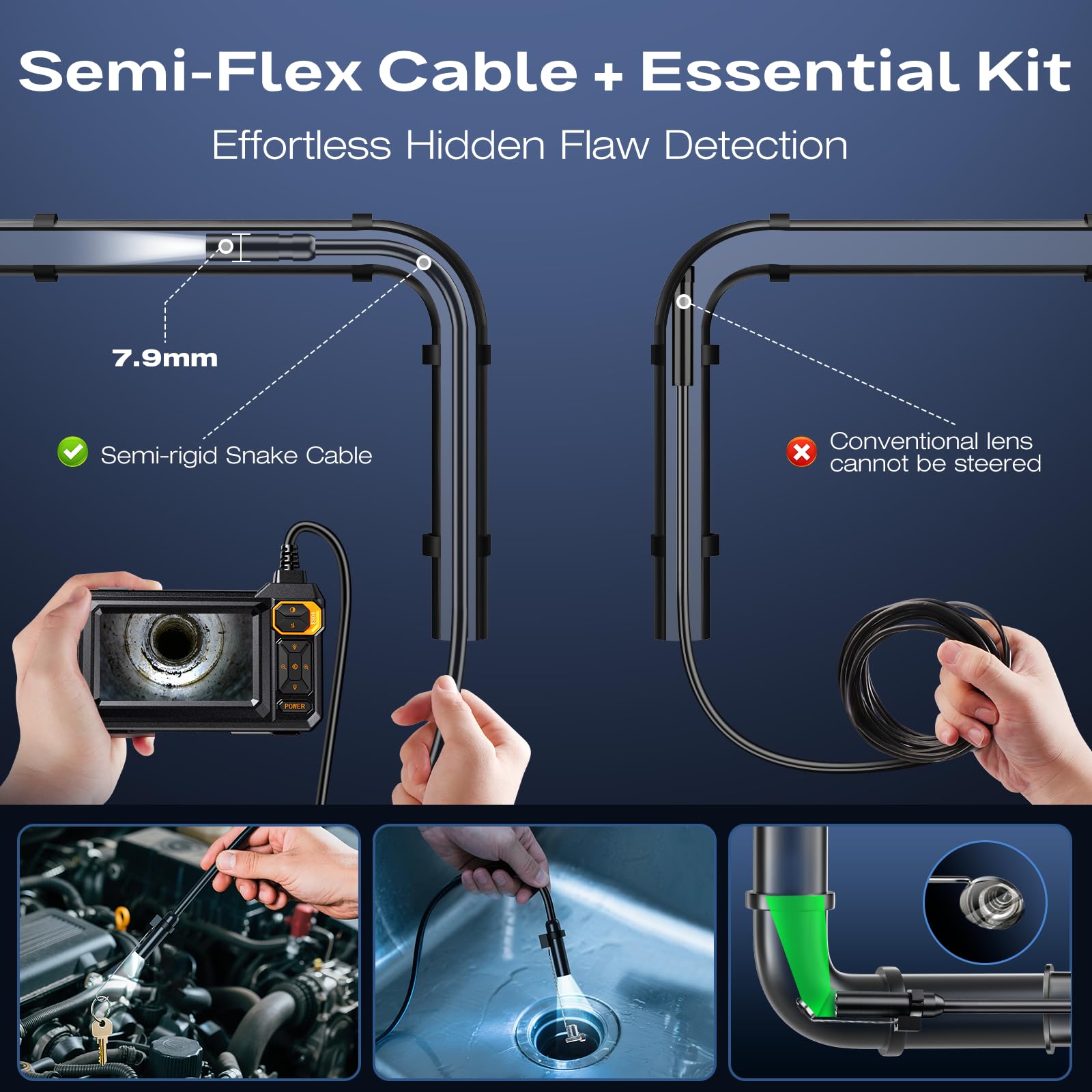 Endoscope Camera with Light, 1920P HD Borescope, 4.3" IPS Inspection Camera — Amazon image 6