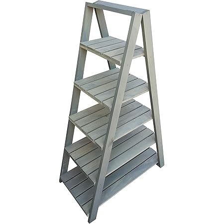 RM Design Regal Holz Leiterregal Klappregal für Ihre Pflanzen und Dekoration 5 Ebenen 115 cm Hoch