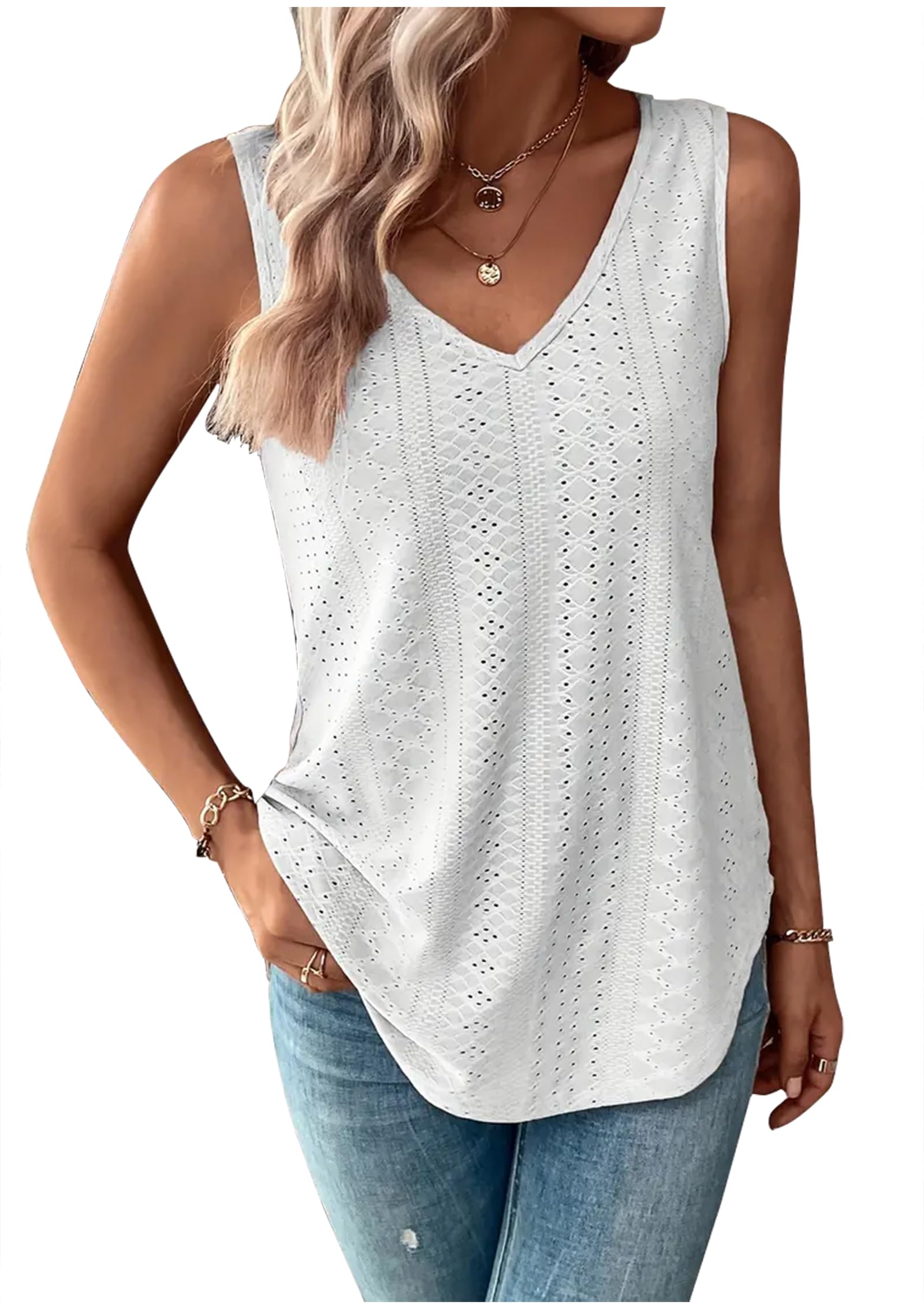 Summer Deep V Neck Tank Tops for Women Western Country Sleeveless Tee Shirts Teen Girls Sexy Casual Concert Tops Outfits
