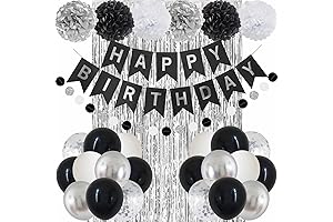 90pcs Happy Birthday Decoration Set - Black and Silver