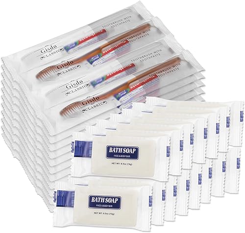 Miniatura 5 de Cepillos de dientes desechables con pasta de dientes envueltos individualmente, paquete de 100 cepillos de dientes desechables a granel, cerdas