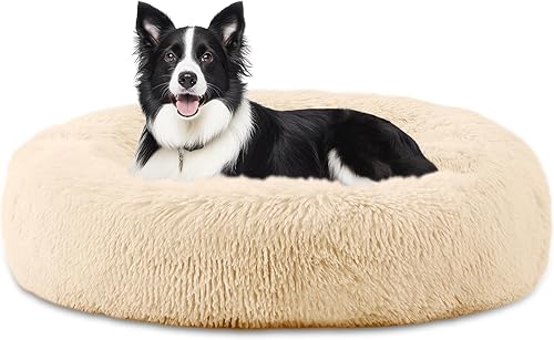 ELSKER&HOME Calming Dog Bed,Donut Washable Warming Soft Round 39 inches Dog Beds