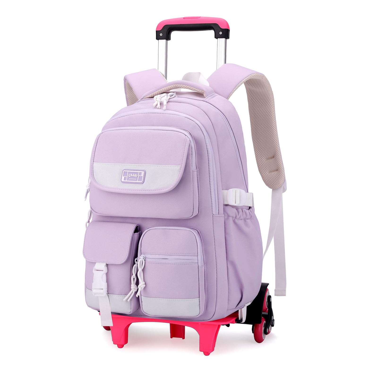 IvyH Mochila Escolare con 6 Ruedas para Niñas, Mochila Colegio con Carrito Desmontable, Mochila Informal Trolley para Niños y Niñas de Primaria y Secundaria, 27 litros