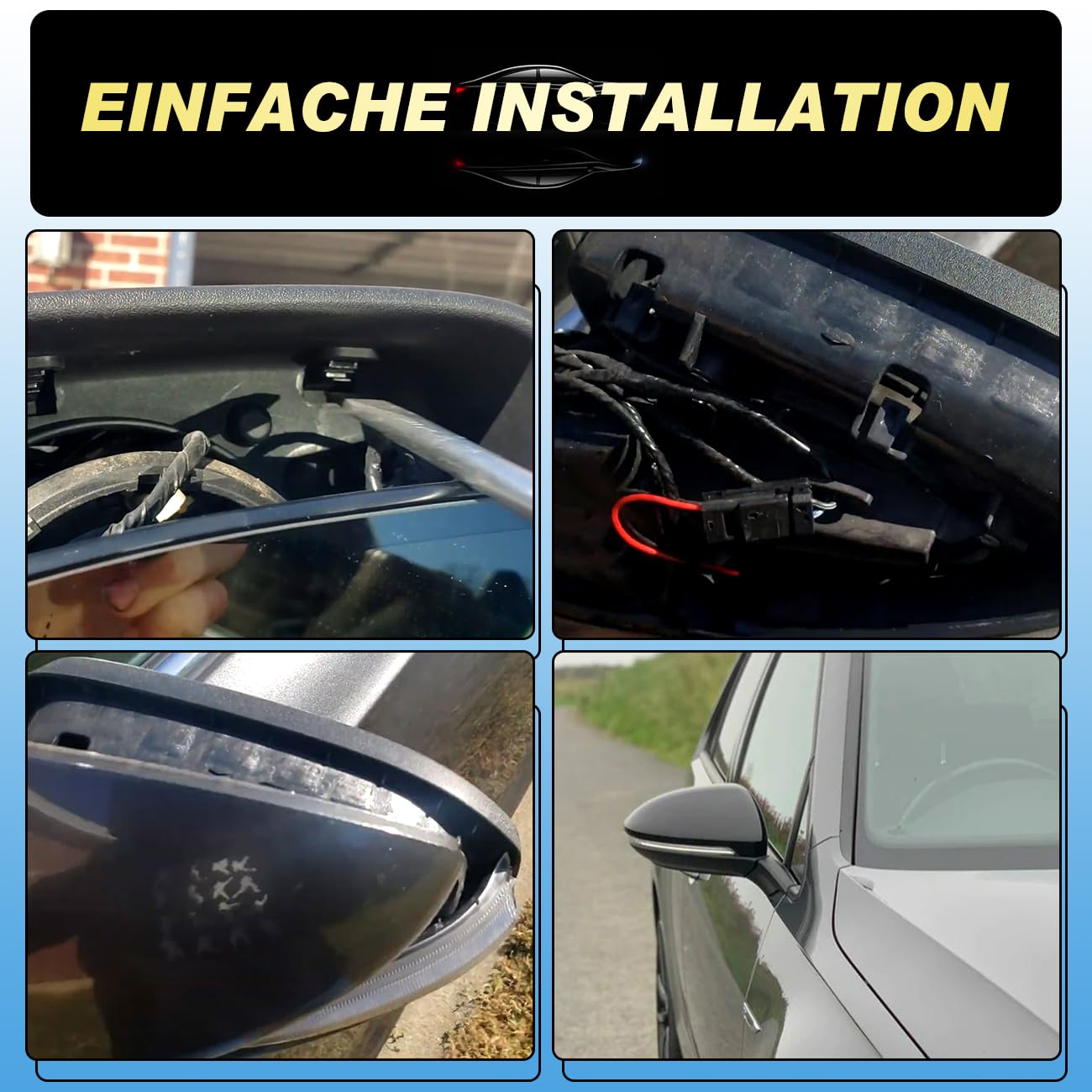 GEARMONSTER Copri specchietti retrovisori auto, custodia per specchio retrovisore, copertura per specchio laterale sostitutiva compatibile con VW Golf Mk6 2009-2013 Nero lucido