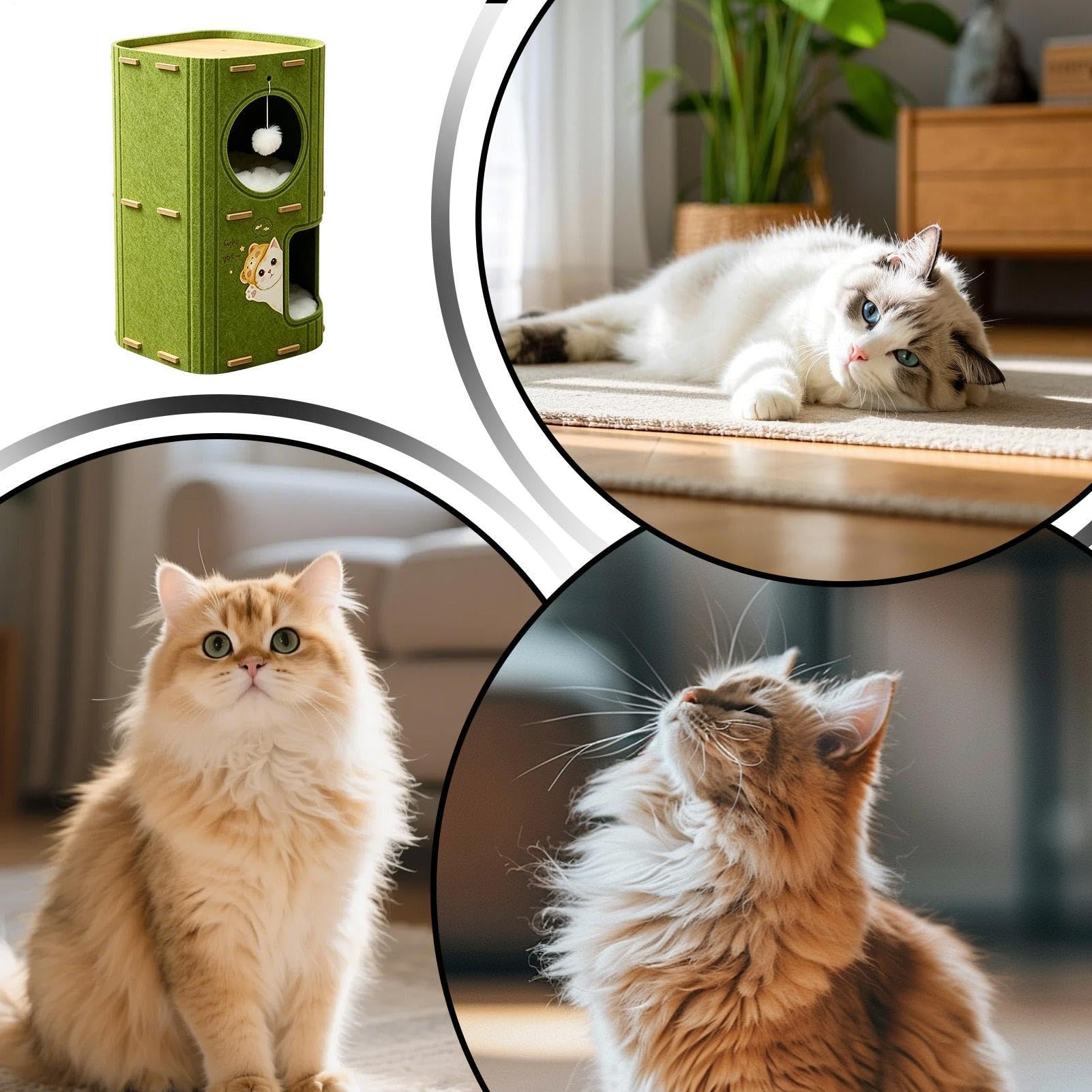 Katzenhaus Indoor, Doppelstöckige Faltbare Katzenhöhle, Gemütliches Katzenb | Weiches Katzennest zum und Spielen, Robustes Haustierhaus mit Komfort Design, Katzenzubehör für Zuhause und Reisen