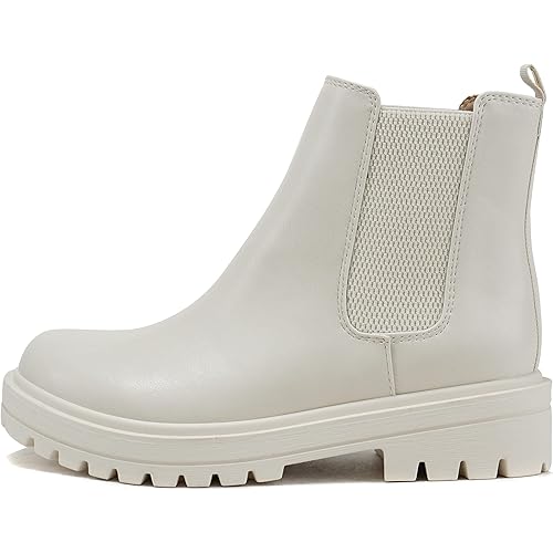 Soda Pilot ~ Women Lug Sole Low Heel Chelsea Fashion Ankle Bootie w/Double Elastic Gore