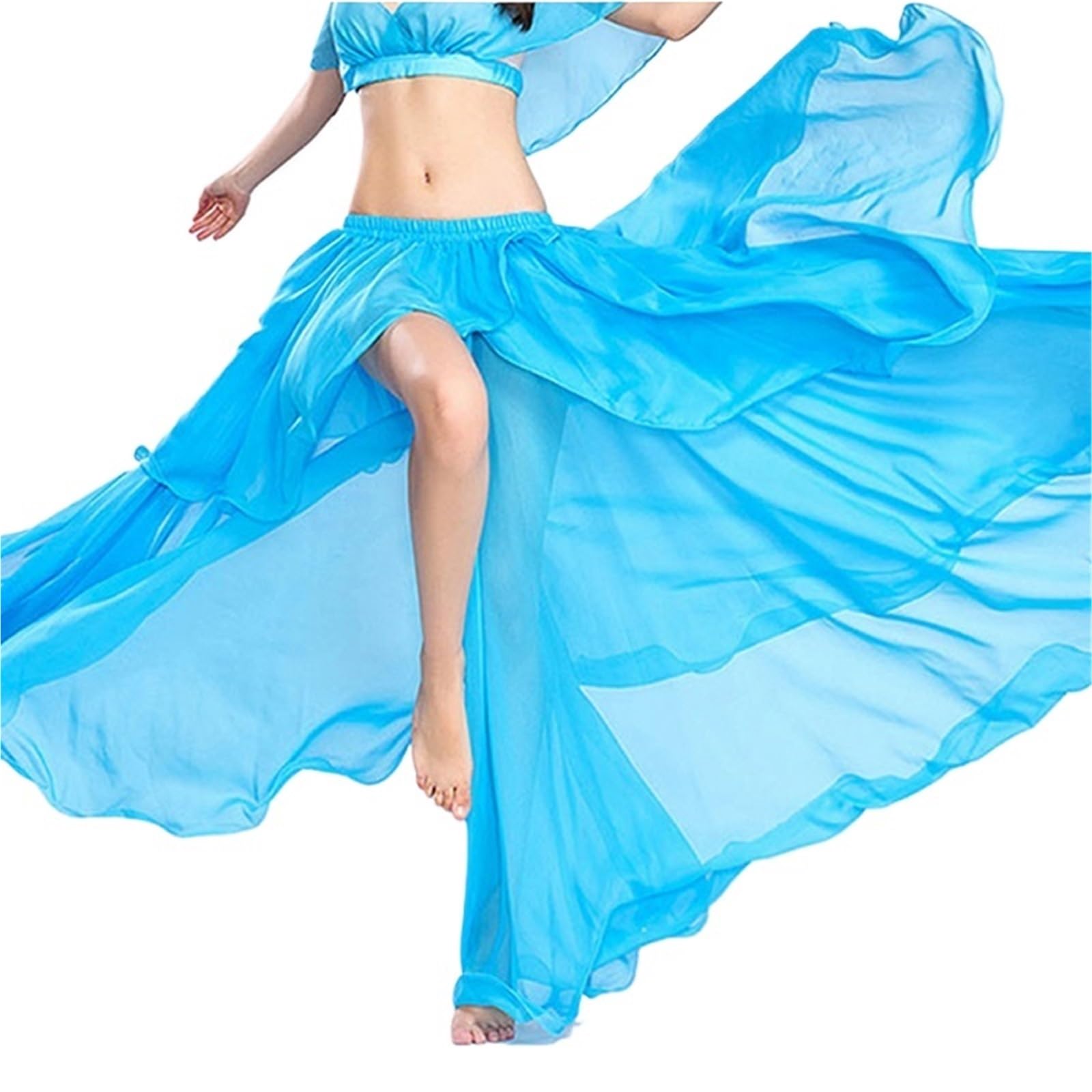 Faldas amplias y vaporosas, Falda de práctica Danza del Vientre for Mujer, Gasa, Azul, Morado