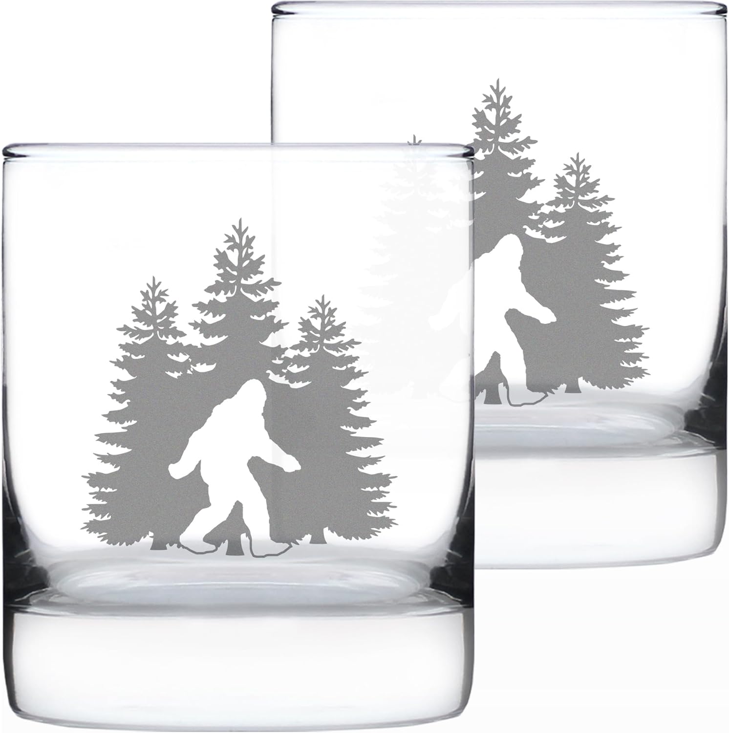 Bevvee Bigfoot Whiskey Rocks Glass - Funny Bigfoot Gifts for Sasquatch Enthusiasts - Set of 2-10.25 Oz Rocks Glasses