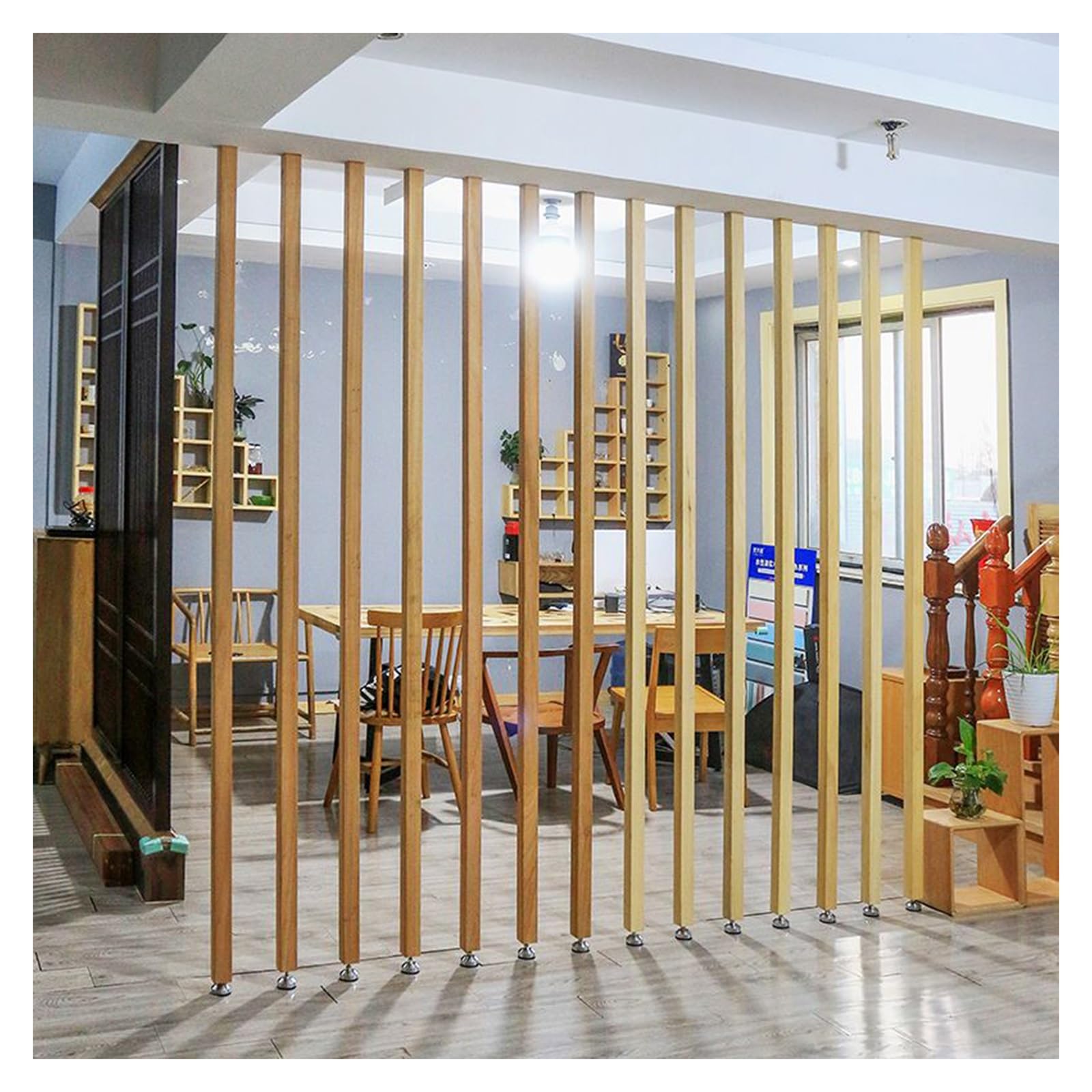 Regulowana drewniana ścianka działowa - od podłogi do sufitu - elegancka drewniana ścianka działowa do domu i biura - 4 panele o wysokości 115 cm - wszechstronny separator dekoracyjny