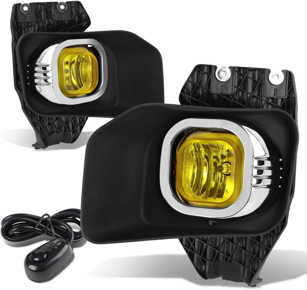 Auto Dynasty Fog Lights Assembly Compatible with 2011-2016 Ford F-250 F-350 F-450 F-550 Super Duty, Fog Lights Bumper Driving Bezel Switch Wiring Kit, Driver Passenger Side, Amber Lens