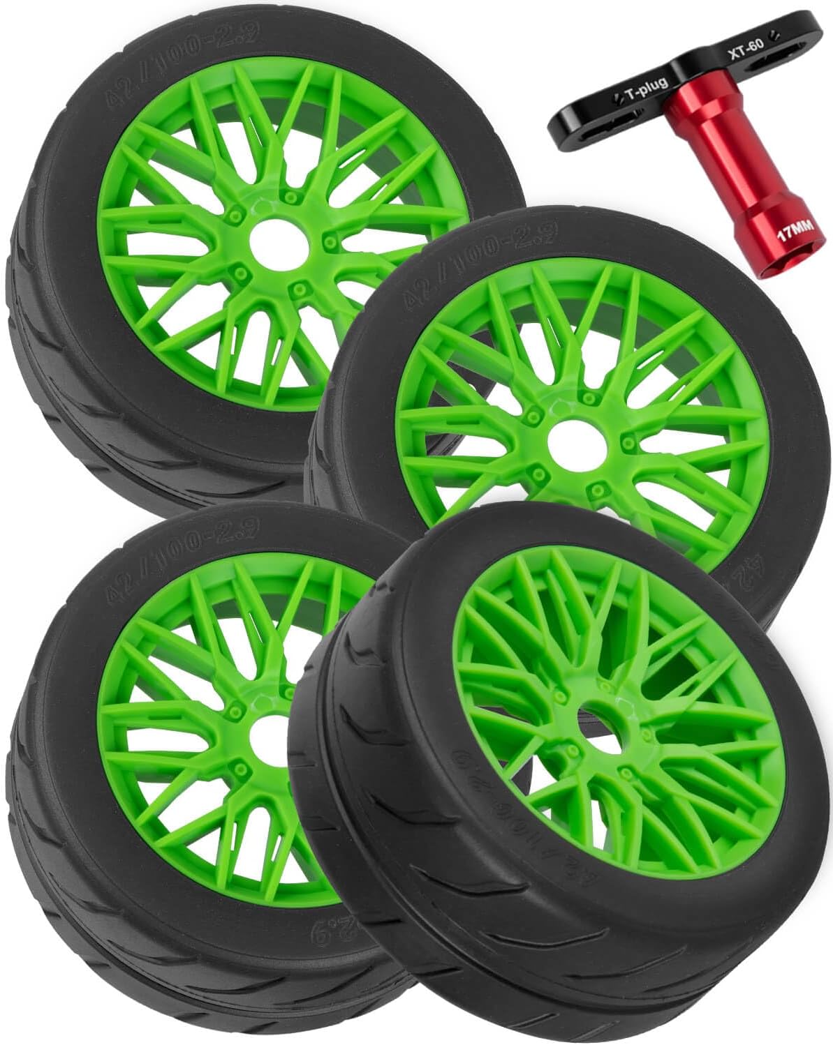 RC Tires Wheels for 1/7 Infraction 6S BLX,1/8 Typhon 6S BLX,Limitless,Rubber Highway Wheels Soft Tires Truck Tire Highway Tires,4PCS Colour