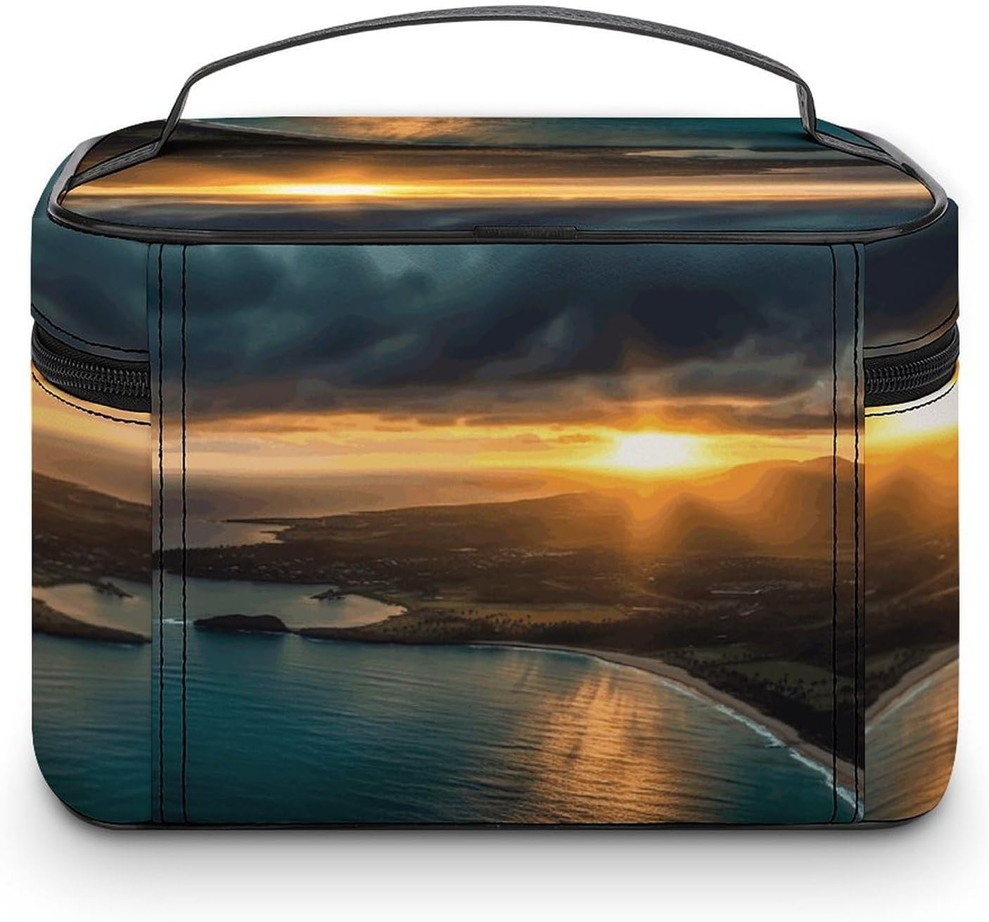 Travel Makeup Bag Portable Large Cosmetic Bag with Handle And Compartment image 3