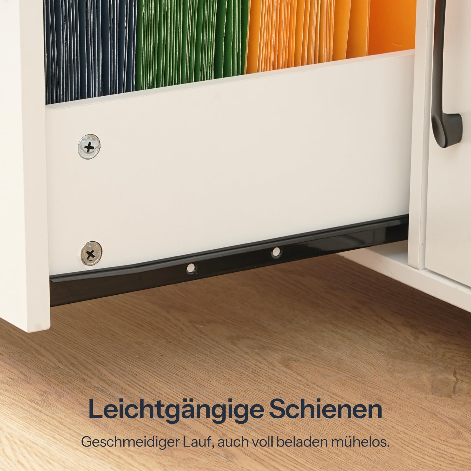 HOOBRO Rollcontainer mit abschließbarer Schublade und 8 Fächern, mobiler Aktenschrank, Schubladenschrank, Büroschrank, Bürocontainer, Schreibtisch Unterschrank, für Büro, Wohnzimmer, Weiß EWB55WJ01