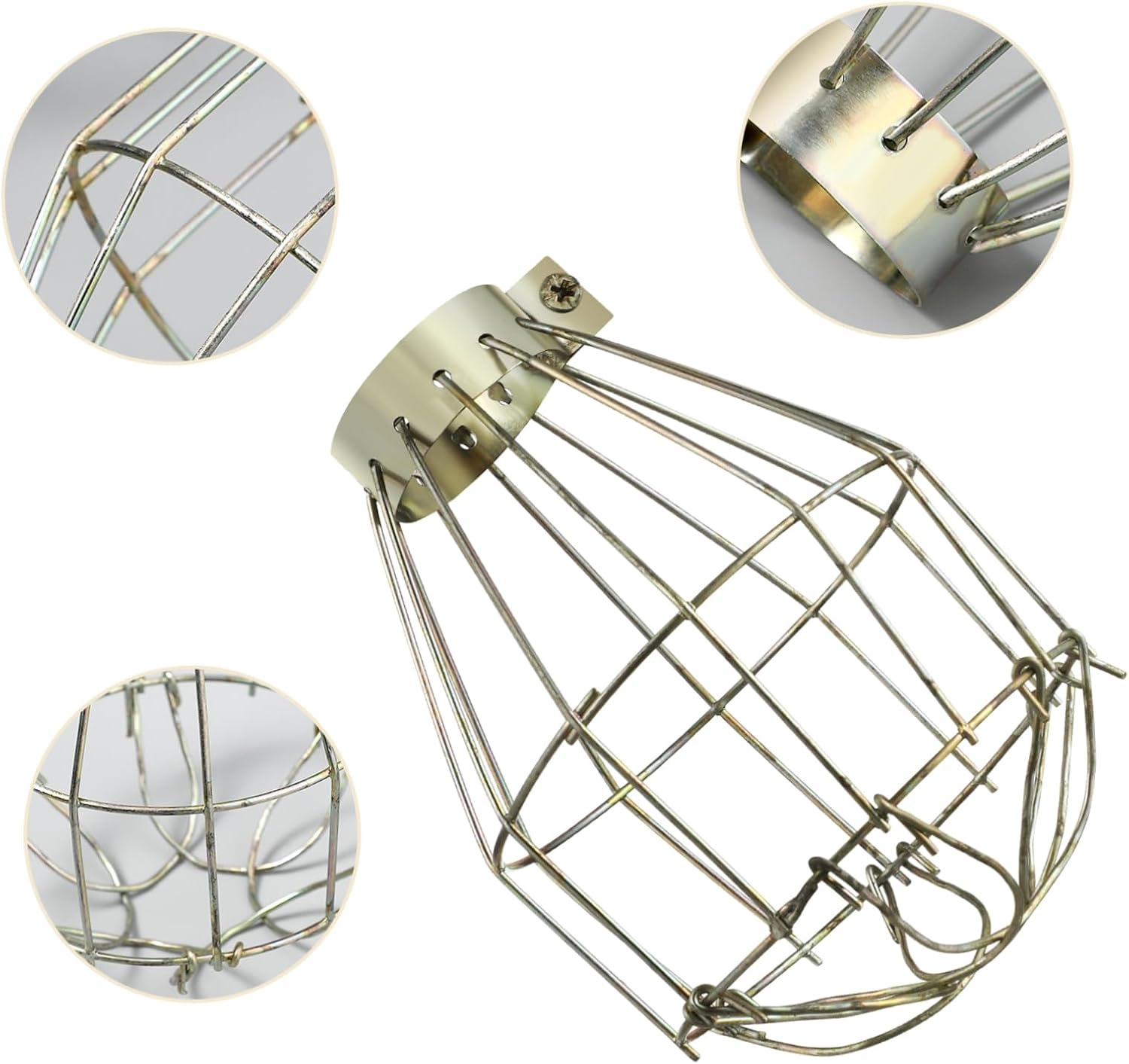 6Pcs Vintage Metal Lamp Bulb Guard Cage Industrial Hanging Light Covers for Home Bar Decor Creative Protective Cover for Bulbs Elegant Brass Finish