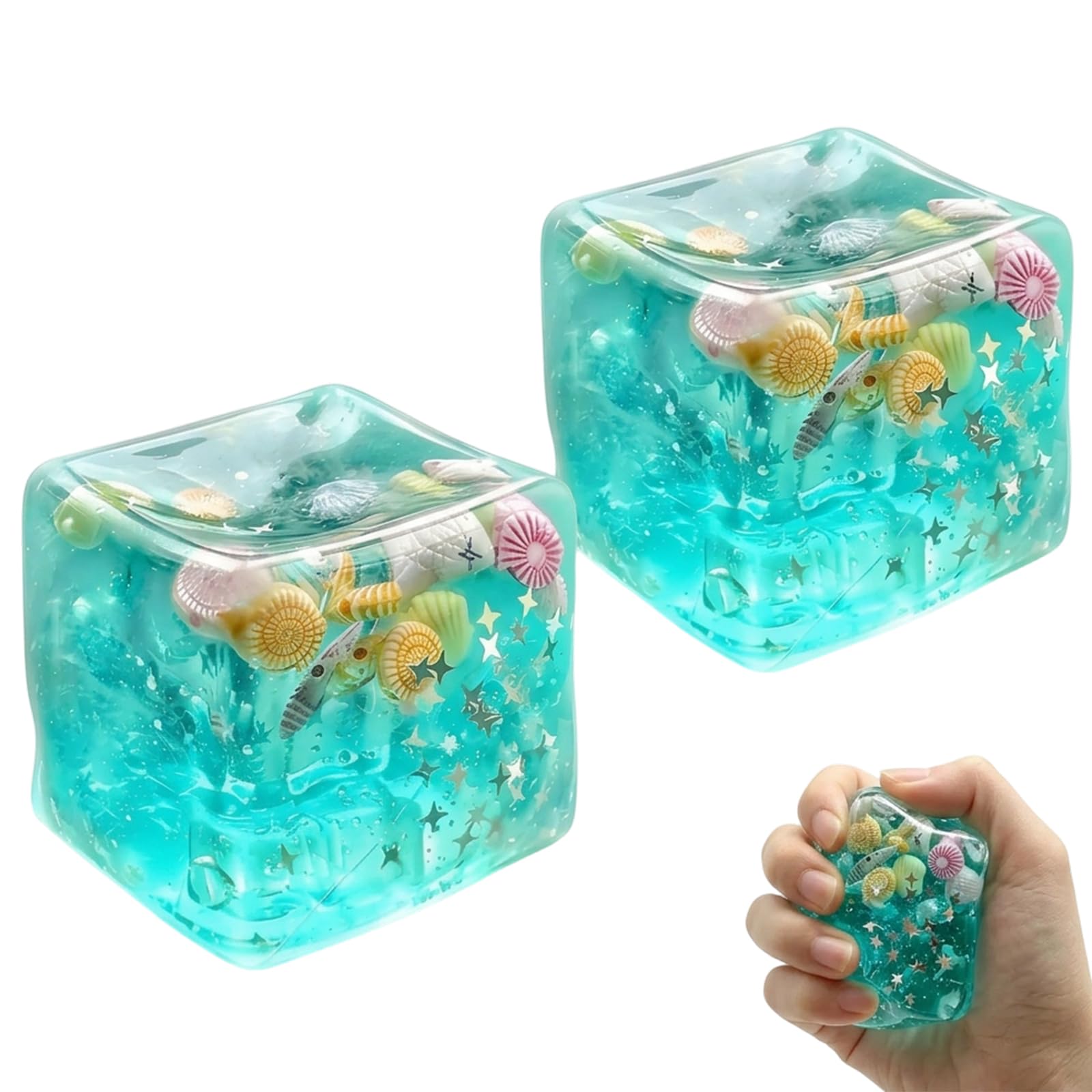2 PCS Ice Cube Stress Balls , decorations and Stress Relief Decorations, Water Drop Stress Ball and Stress Cube