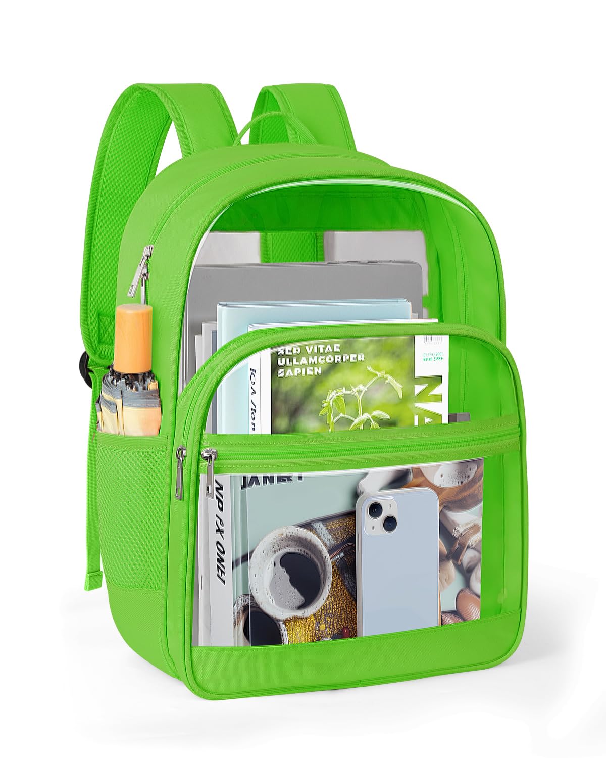 KIMNERPU Clear Backpack, Heavy Duty Transparent Bookbag for School, Fabric & PVC Transparent Backpack with Reinforced Strap for Women Men, Capacity