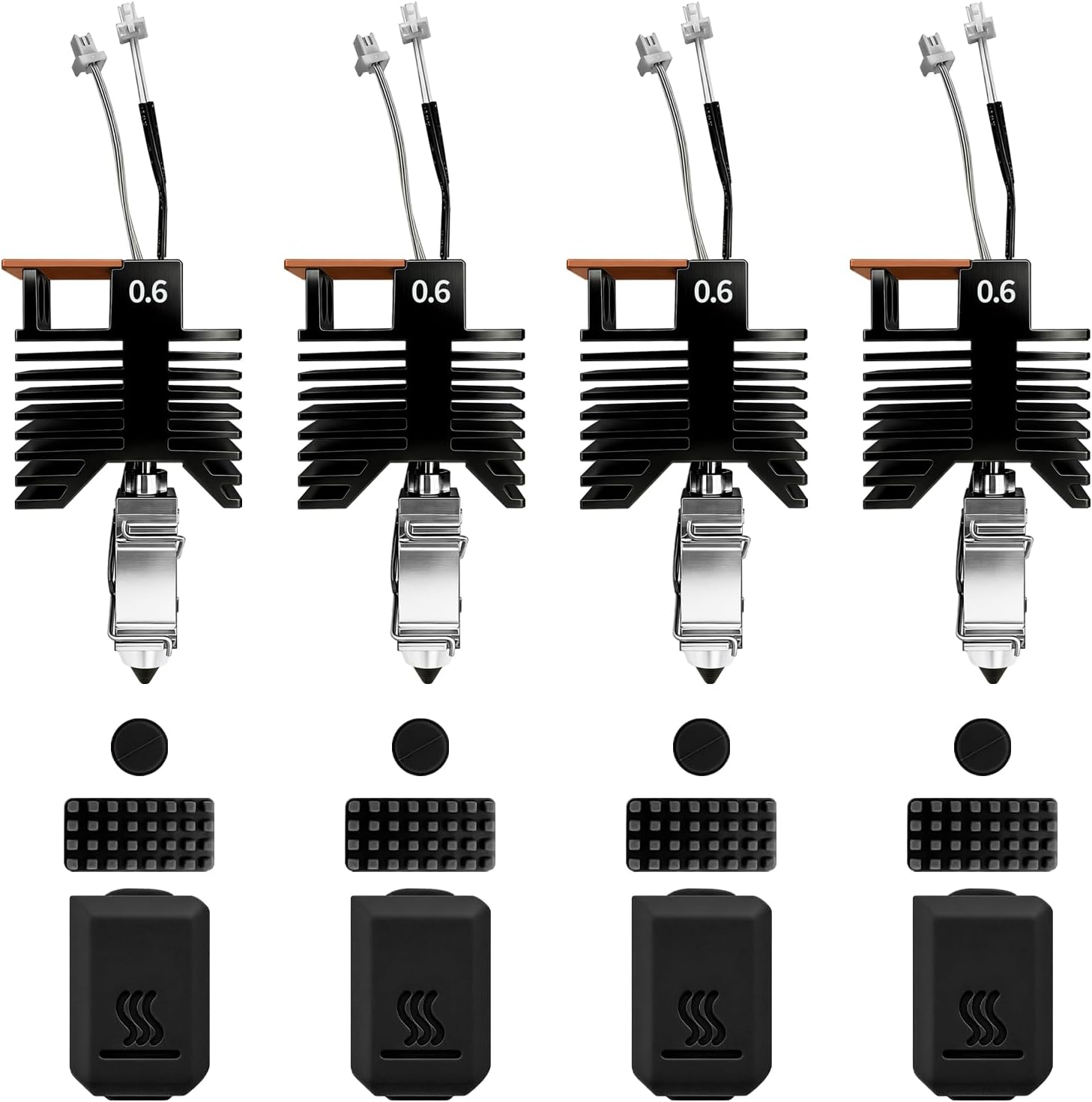 4Pcs 0.4MM U1 Hotend for Snapmaker U1 Extruder, 24V 48W Fast Heating Ceramic Hot End with Hardened Steel Nozzle, Leak-Proof Integrated Design, Replacement Hotend for Sanpmaker U1 3D Printer Parts