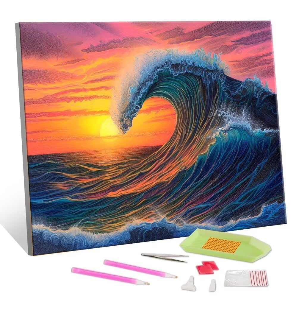 DIY Malarstwo diamentowe 5D, sztuka diamentowa fala morska, zestawy dla dorosłych, sztuka ze strasu, haft, artykuły rzemieślnicze, dla dzieci i dorosłych, idealna dekoracja ścienna do domu, prezenty