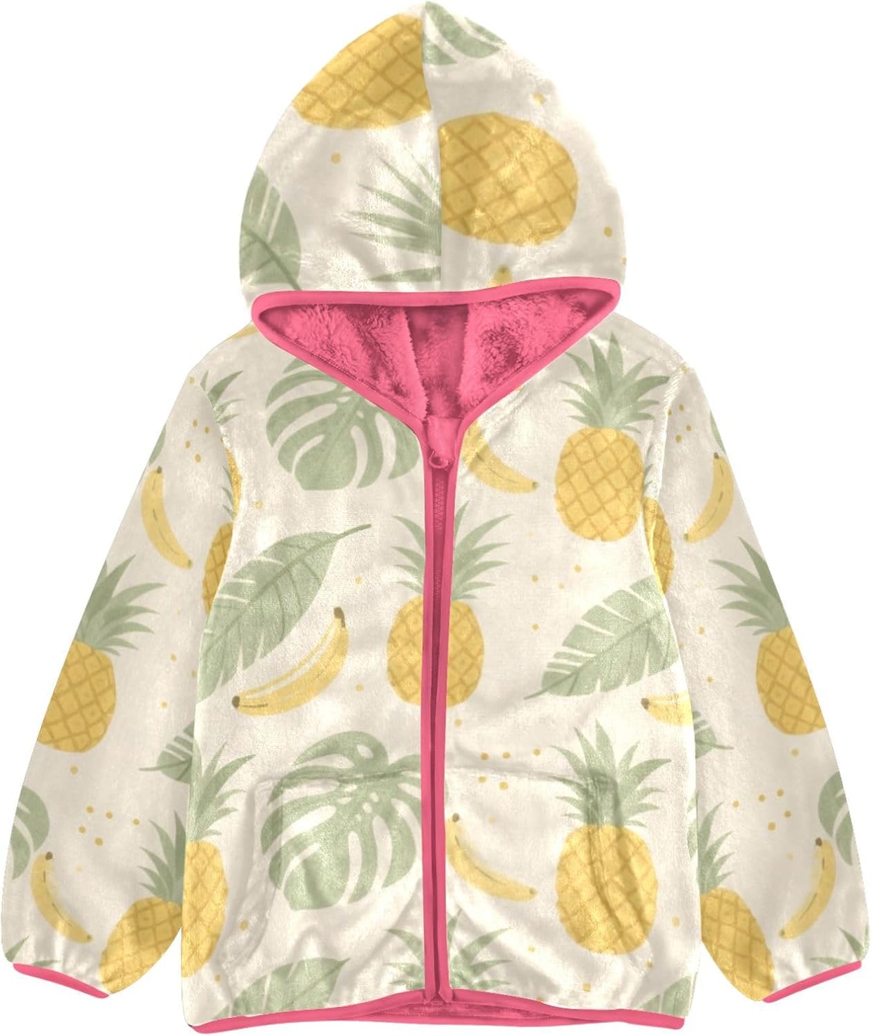 GuoChe Pineapple and Tropical Leaf Fleece Zip Up Jacket Children Winter Clothes