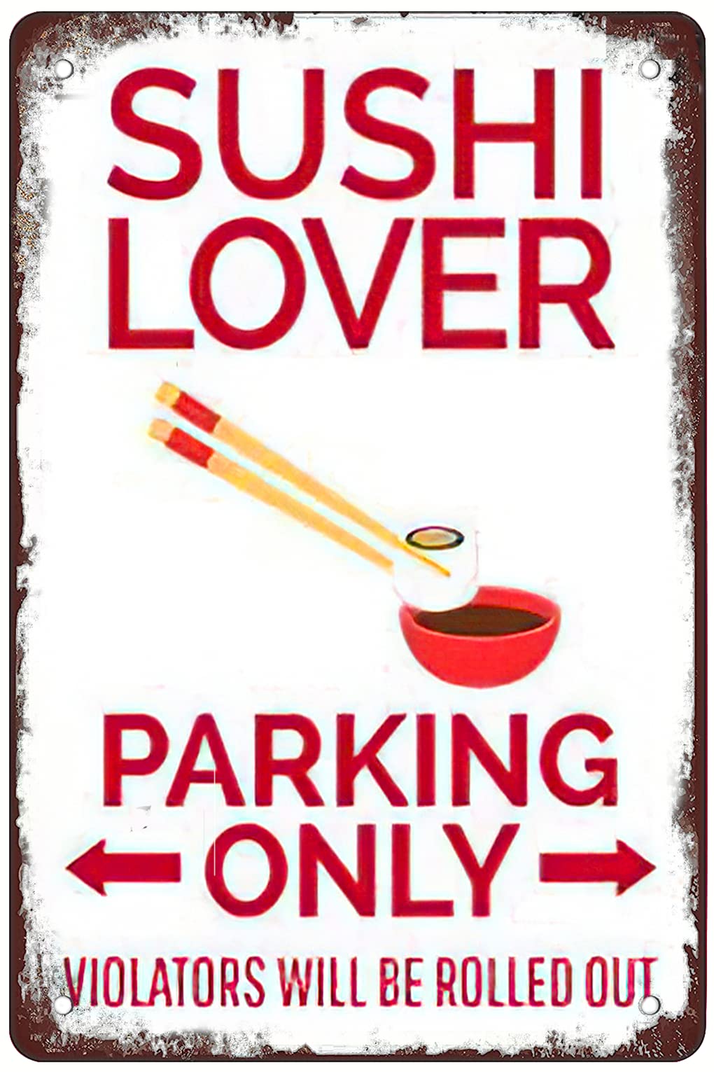 Vintage Metal tin Sign Sushi Lover Parking-Vintage Aluminum tin Logo Garden Logo Bar Restaurant Family Farm Garage Art Festival Gift Wall Logo 12x16inch