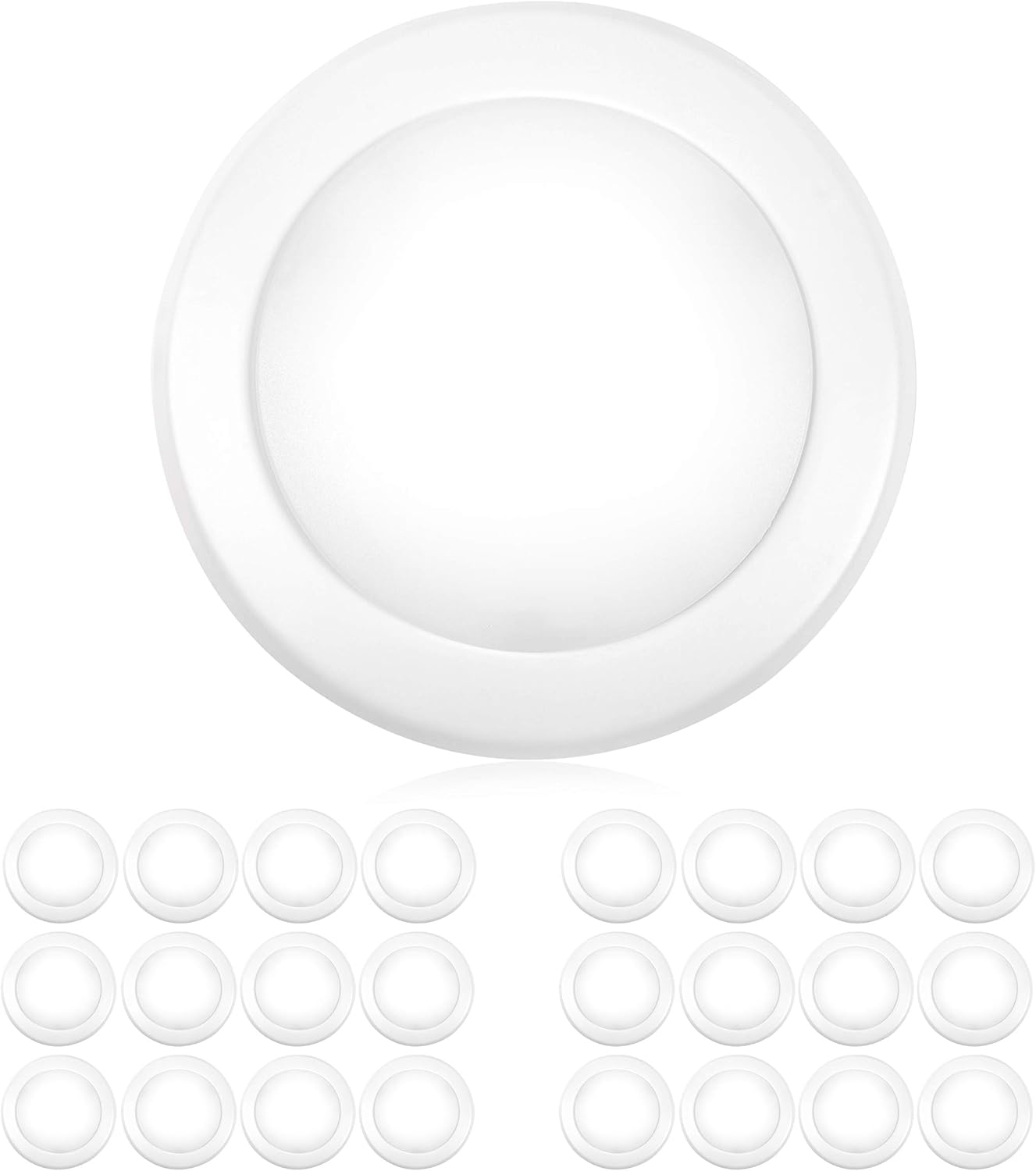 One-Day Sale: Up to 70% Off PARMIDA (24 Pack) 5/6” Dimmable LED Disk Light Flush Mount Recessed Retrofit Ceiling Lights, 15W (120W Replacement), 3000K, Energy Star & UL-Listed, Installs into Junction Box Or Recessed Can, 1050lm