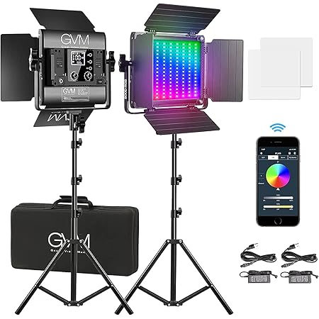 GVM 800D RGB LED Videoleuchte mit Stativ, APP Control Video LED Fotografiebeleuchtung, dimmbares 3200-5600K RGB Video LED Lichtpanel für Fotografie YouTube Studio-Videobeleuchtung, Videoleuchte LED