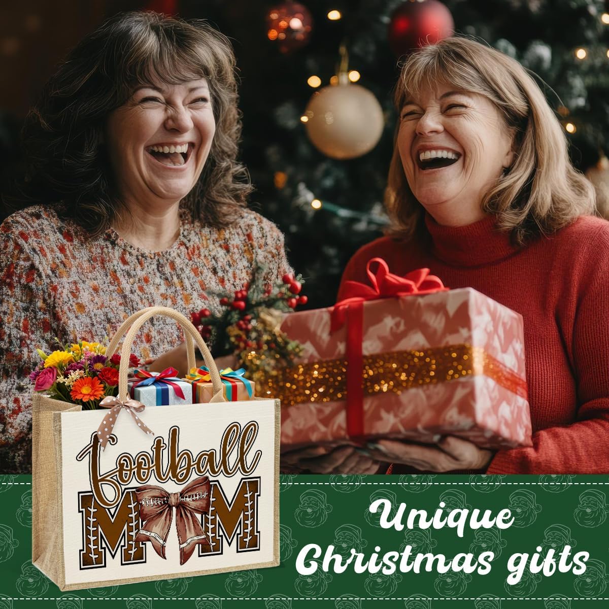 Purple bow tie canvas Tote Bag Football Bow Tote Bag Reusable Crafted jute-canvas Totes Bag for Christmas Thanksgiving Birthday Presents, Party Favors Storage, 16.5x12.2x7.9 Inches - Image 2