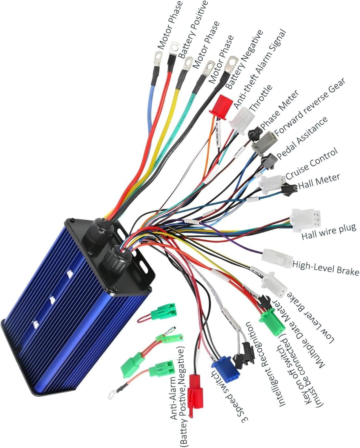36V-84V 45A-60A Brushless Motor Controller for E-Bike Electric Scooter Go Kart ATV Quad Razor Mini Bike Golf Cart, Automatic Phase Identification, 18MOS