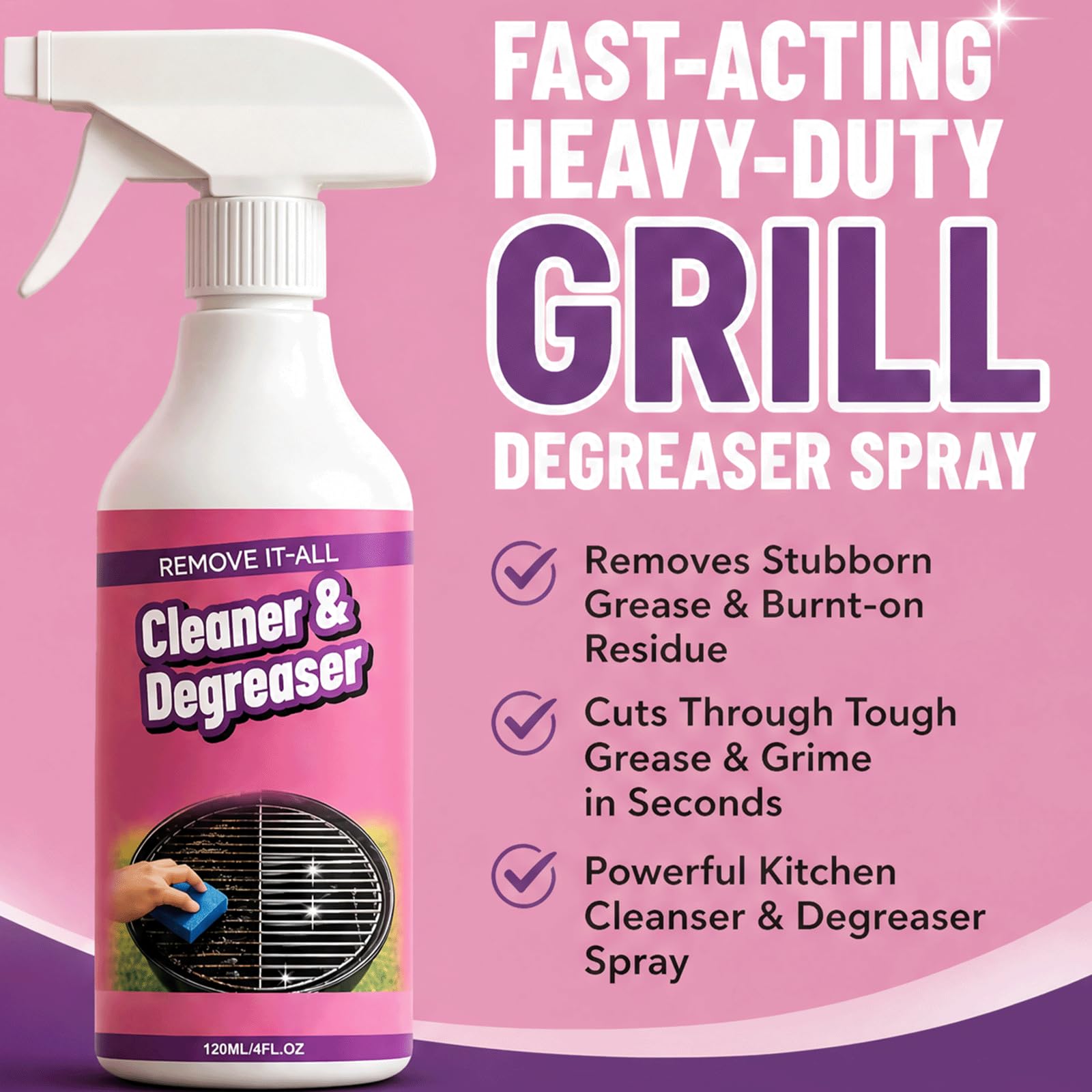 Heavy Grill Degreaser Spray, leistungsstarke Küche, Ofenreiniger Heavy Schaum Spray für Küche Fett, Everyly Function Degreaser Cleanser Duty, (5 stücke)