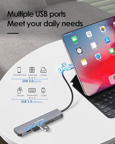 Miniatura 4 de LENTION Hub USB C con carga de 100 W, HDMI 4K, lector de tarjetas dual, USB 3.0 y 2.0 compatible con MacBook Pro 2023-2016, nuevo Mac AirSurface,