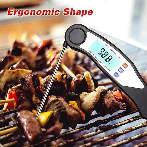 Miniatura 7 de Termómetro digital para carne, termómetro de lectura instantánea para cocinar, sonda plegable con luz de fondo, termómetro impermeable para