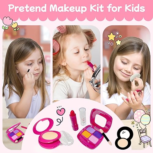 Miniatura 4 de Bolso para niña con maquillaje de simulación para niños pequeños, juego de monedero para niños, incluye bolso, auriculares de juego, cartera,