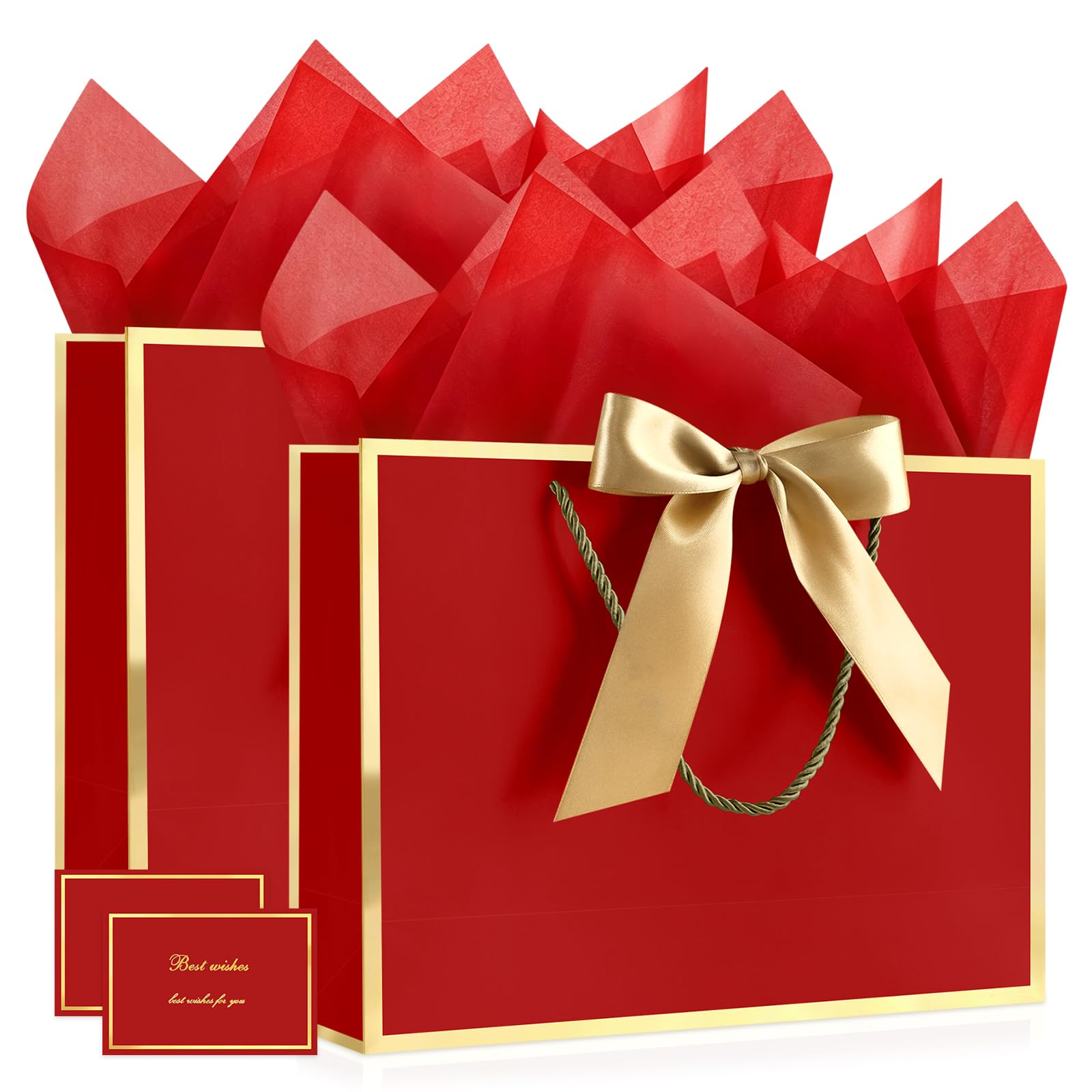 JMANNI 2Pcs Medium Red Gift Bag for Presents,Birthday Gift Bags for Women โ image 1