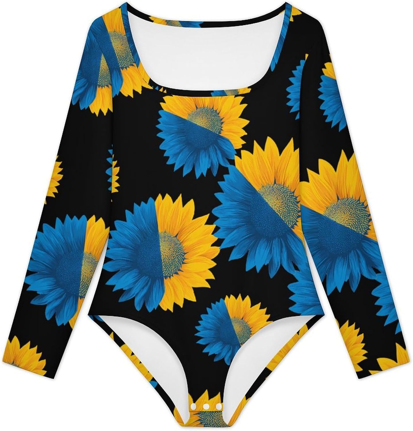 Ukraine Sunflower Flag Women's Bodysuits Long Sleeve Top 5XL