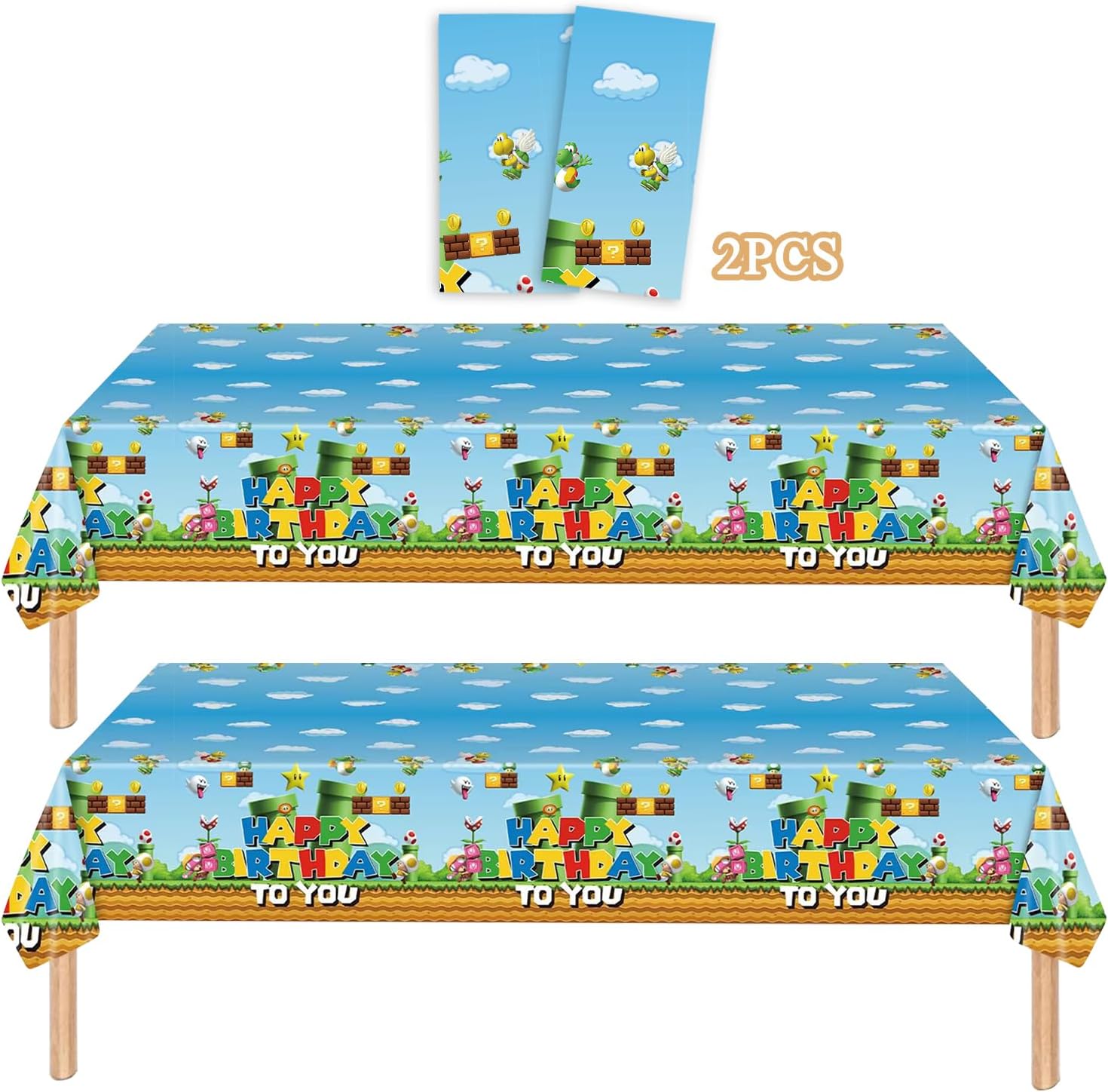 ROMANKAS Mari.o Happy Birthday Tablecloth Disposable