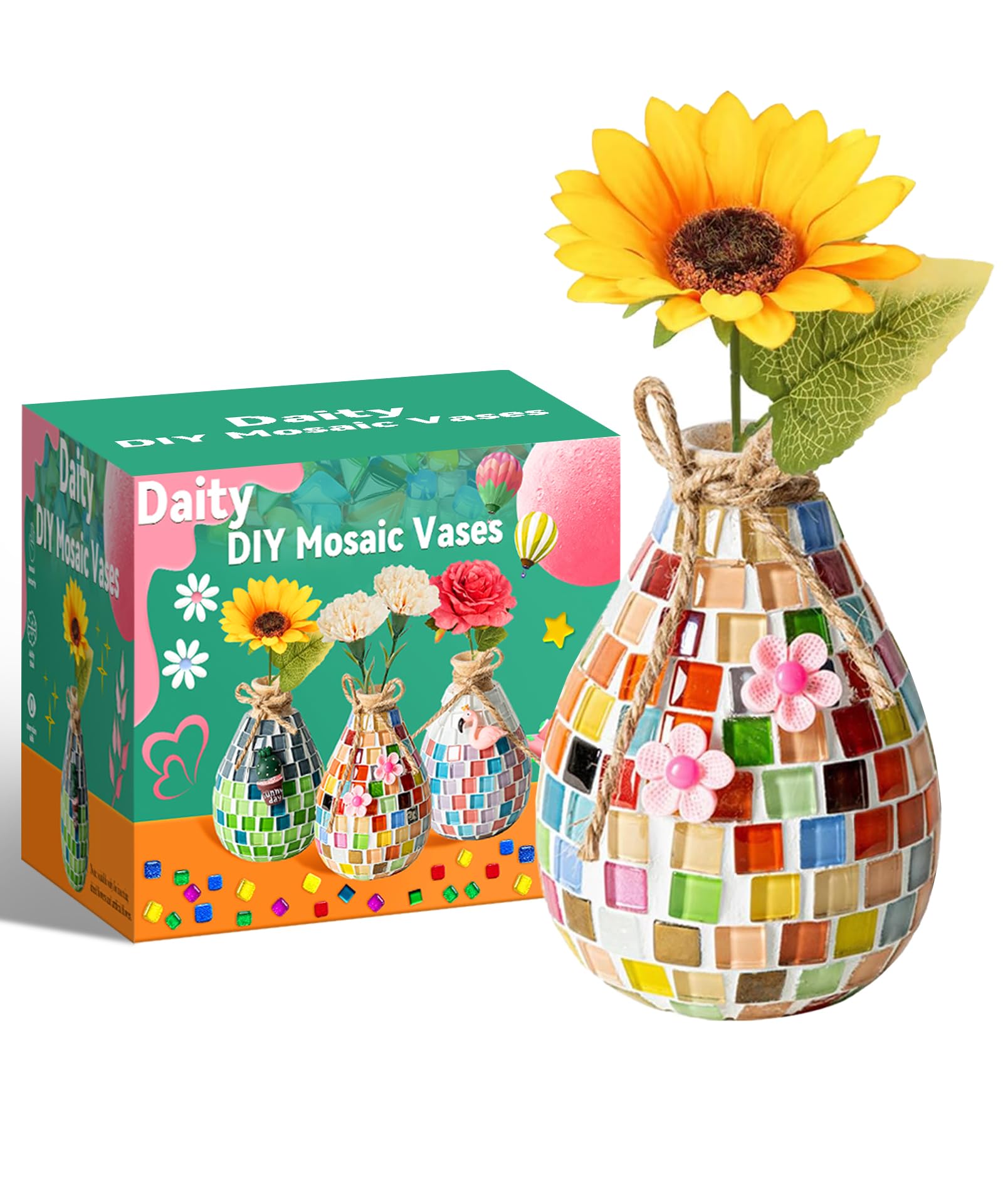 Daity DIY Mosaic Vase Art Set Mosaic Craft Set Children Craft Set Adult Creative Set for Children Adults