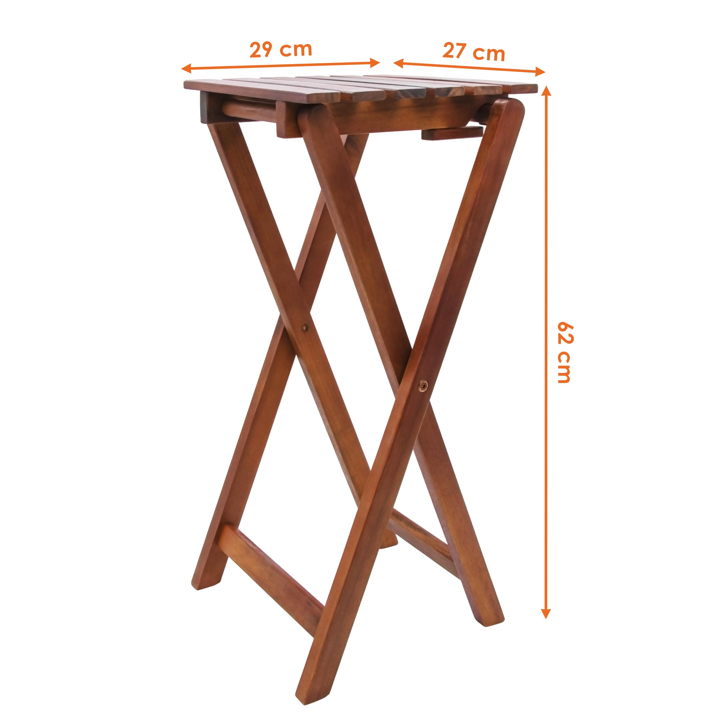 Spetebo Taburete plegable de madera de eucalipto, 62 cm