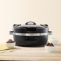 Vista 7 de Crock-Pot Thermoshield - Olla de cocción lenta con asas de fácil transporte, olla de cocción lenta manual de 6 cuartos de galón, color negro