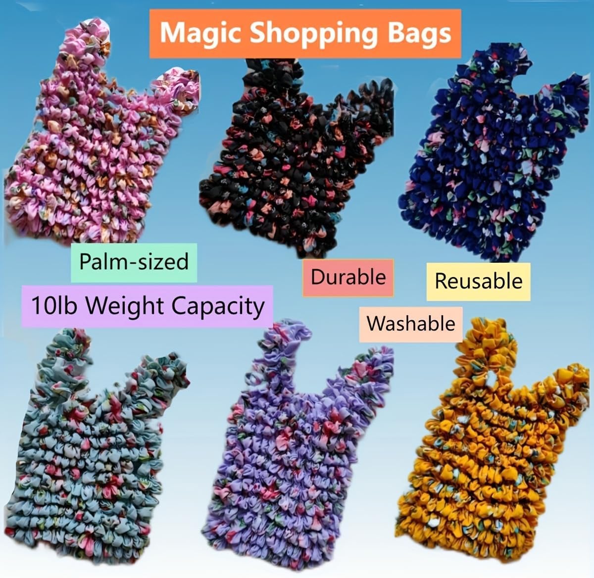 New Fashionable Magic Stretch Shopping Bag with Bubble Pleats, Multi-Functional and Machine for Traveling and Daily Errands
