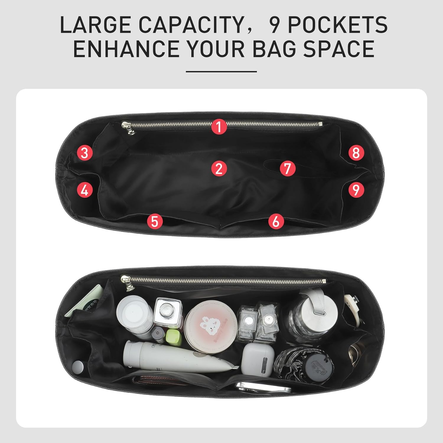 Purse Organizer Insert Compatible with Coach Brooklyn Shoulder Bag 39,Upgraded Lightweight Water-Resistant Dupontpaper Bag inner Shaper for Luxury Hobo Bags(39, Black)