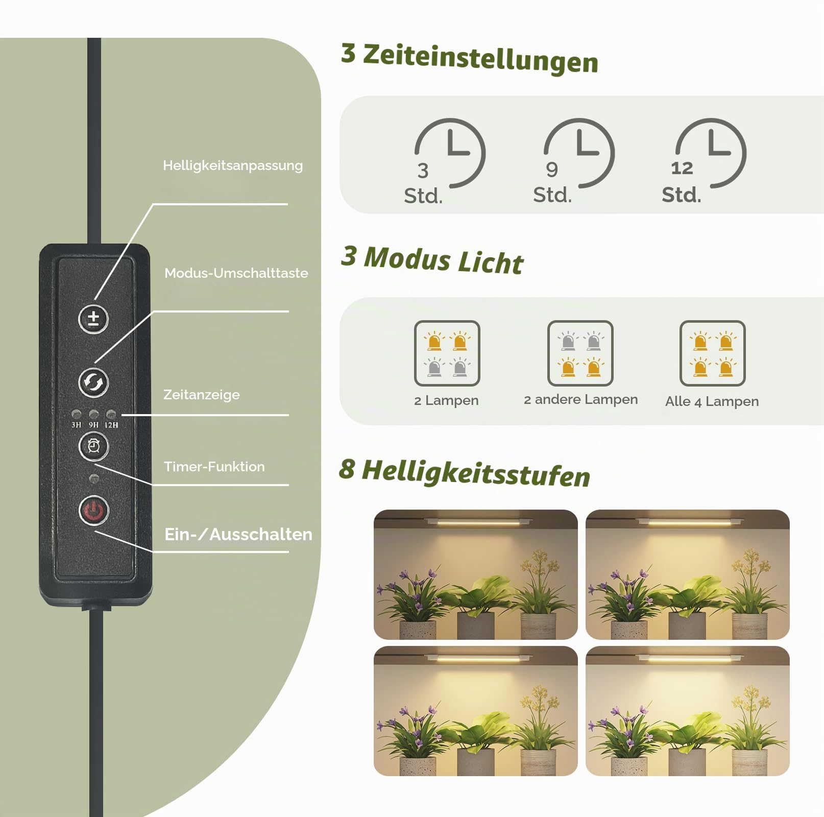 Bamworld Pflanzenständer mit Wachstumslichtern, großes Pflanzenregal für den Innenbereich, Hängepflanzen